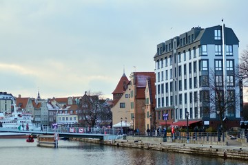 Naklejka premium Old town at river.