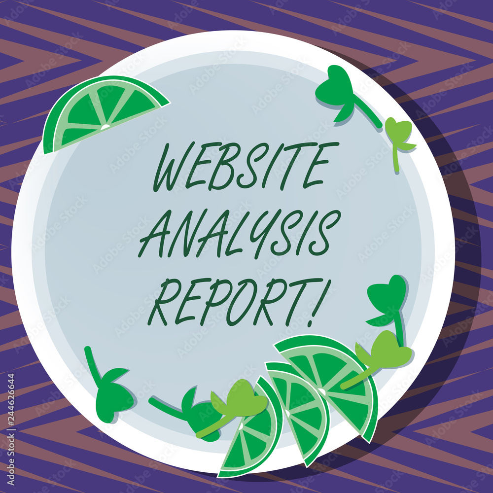 Aufkleber word writing text website analysis report. business concept for process of studying the behavior of 