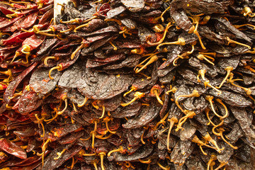 Wall of Dried Chilis in Mexico City Market
