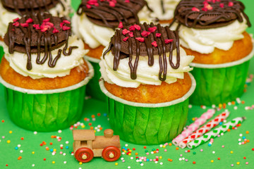 colorful delicious juicy birthday cupcakes from the chef