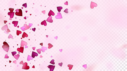 Falling Hearts Vector Confetti. Valentines Day Wedding Pattern. Rich VIP Gift, Birthday Card, Poster Background Valentines Day Decoration with Falling Down Hearts Confetti. Beautiful Pink Design