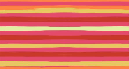 Orange, Brown Lines Seamless Summer Pattern, Vector Watercolor Sailor Stripes. Retro Vintage Grunge Fabric Fashion Design Horizontal Brushstrokes. Simple Painted Ink Trace, Geometric Cool Autumn Print
