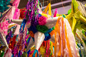 Piñatas Hanging  at Market in Mexico City