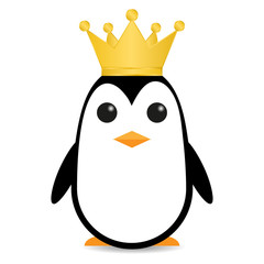 illustration of isolated cartoon penguin with crown