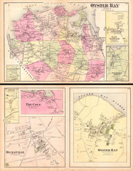 1873, Beers Map of Oyster Bay and Hicksville, Long Island, New York