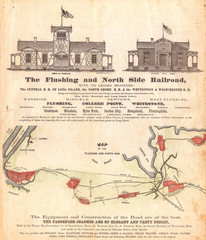 1873, Beers Map of the Flushing Railroad, Long Island, Queens, New York