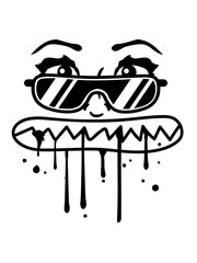 böse mädchen cool frau weiblich girl sonnenbrille fressen hunger gesicht beißen zähne knirschen graffiti tropfen mund lustig comic cartoon clipart design