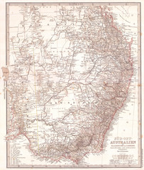 1876, Stieler's Map of Southeastern Australia