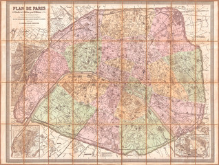 1878, Andriveau-Goujon Pocket Map of Paris, France