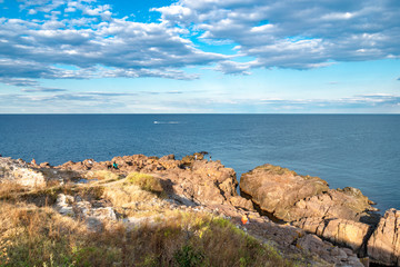 The view on the coastline in Sozopol town by the Black Sea in Bulgaria