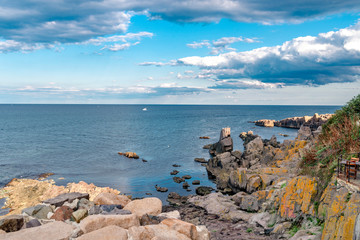 The view on the coastline in Sozopol town by the Black Sea in Bulgaria