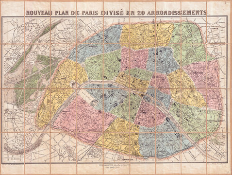 1881, Lefevre Pocket Map or Plan of Paris, France