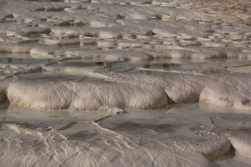 Salt texture in salt ponds. Salt structures