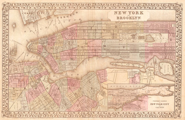 1882, Mitchell Map of New York City, New York