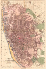 1890, Bacon Pocket Map of Liverpool, England