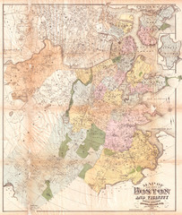 Fototapeta na wymiar 1896, Sampson and Murdock Map of Boston, Massachusetts and Vicinity