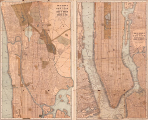 1899, Home Life, Map of New York City, Manhattan and the Bronx