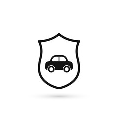 Car insurance icon, vector car with shield illustration