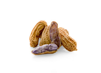 Boiled peanuts isolated on white background