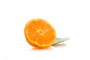 Sweet juicy mandarine isolated on white background. Selective focus. Shallow depth of field. 