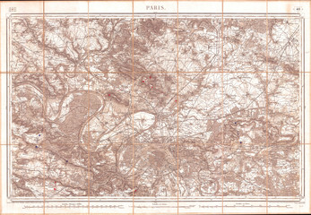 Obraz premium Depot de Guerre Map of Paris and its Environs, France