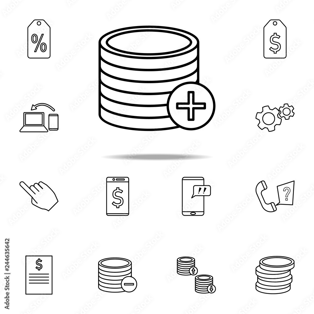 Poster sign add coins icon. mobile banking icons universal set for web and mobile