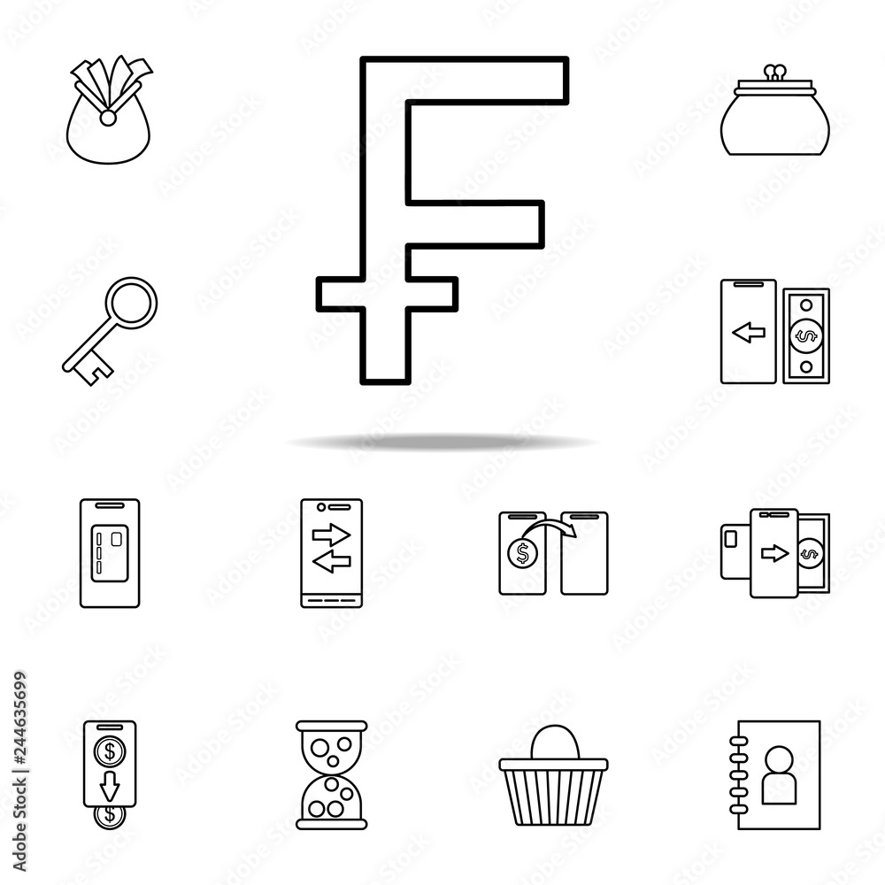 Poster sign of franc icon. mobile banking icons universal set for web and mobile