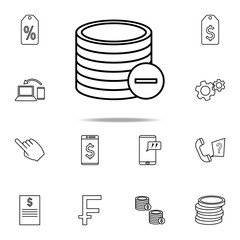 sign remove coins icon. Mobile banking icons universal set for web and mobile