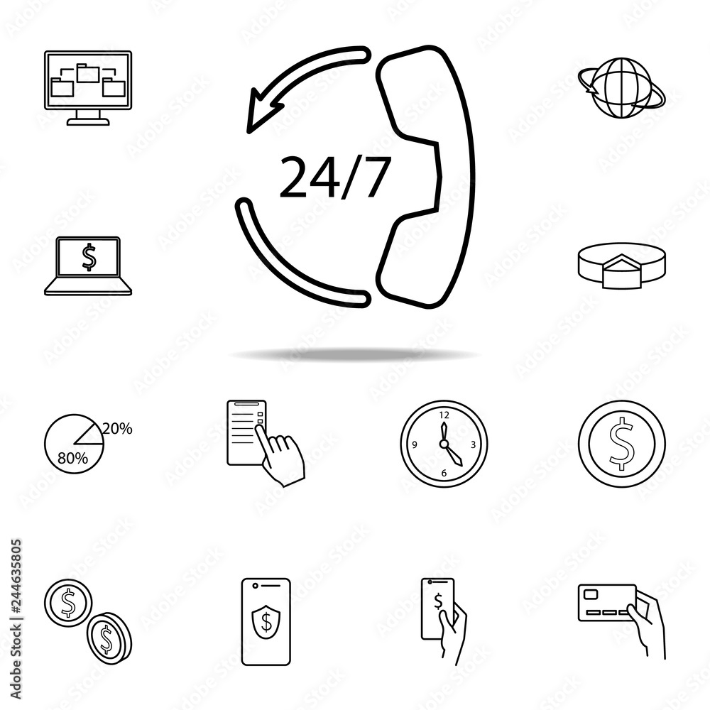 Poster call center 24 7 icon. mobile banking icons universal set for web and mobile