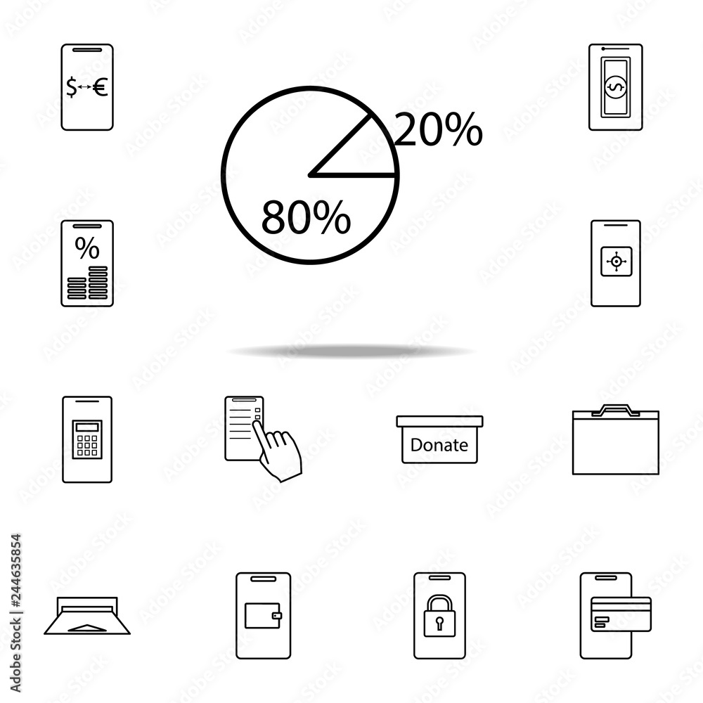 Poster percentage in a pie icon. mobile banking icons universal set for web and mobile
