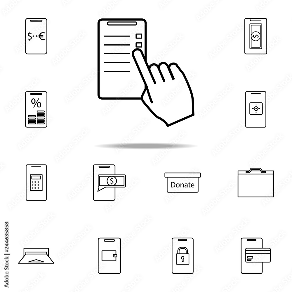 Poster smart phone user icon. mobile banking icons universal set for web and mobile
