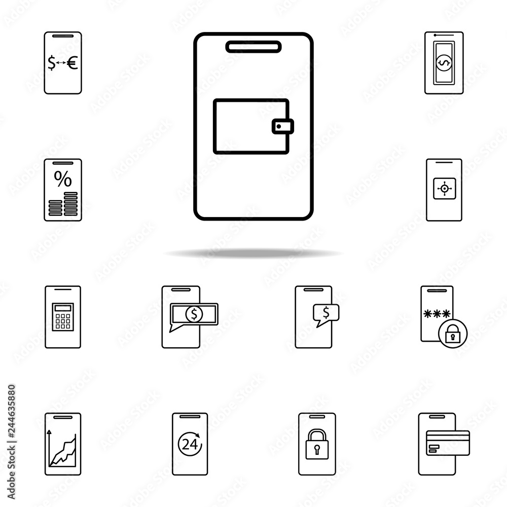 Poster mobile wallet icon. mobile banking icons universal set for web and mobile