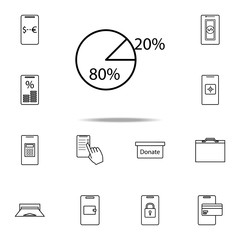 percentage in a pie icon. Mobile banking icons universal set for web and mobile