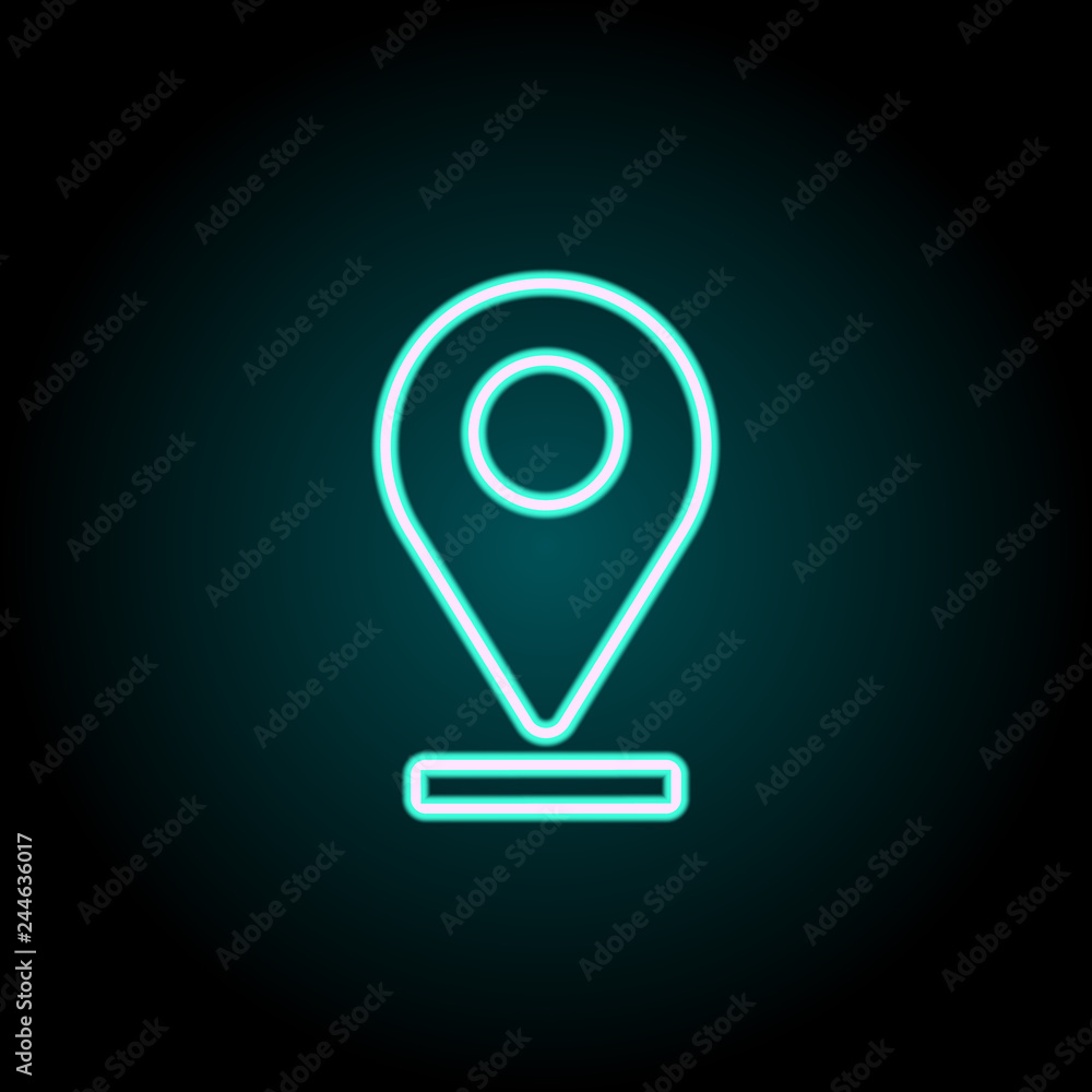Poster pin on line icon. elements of navigation in neon style icons. simple icon for websites, web design, 