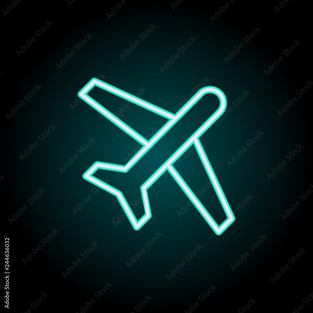 Aufkleber aircraft icon. elements of navigation in neon style icons. simple icon for websites, web design, mob
