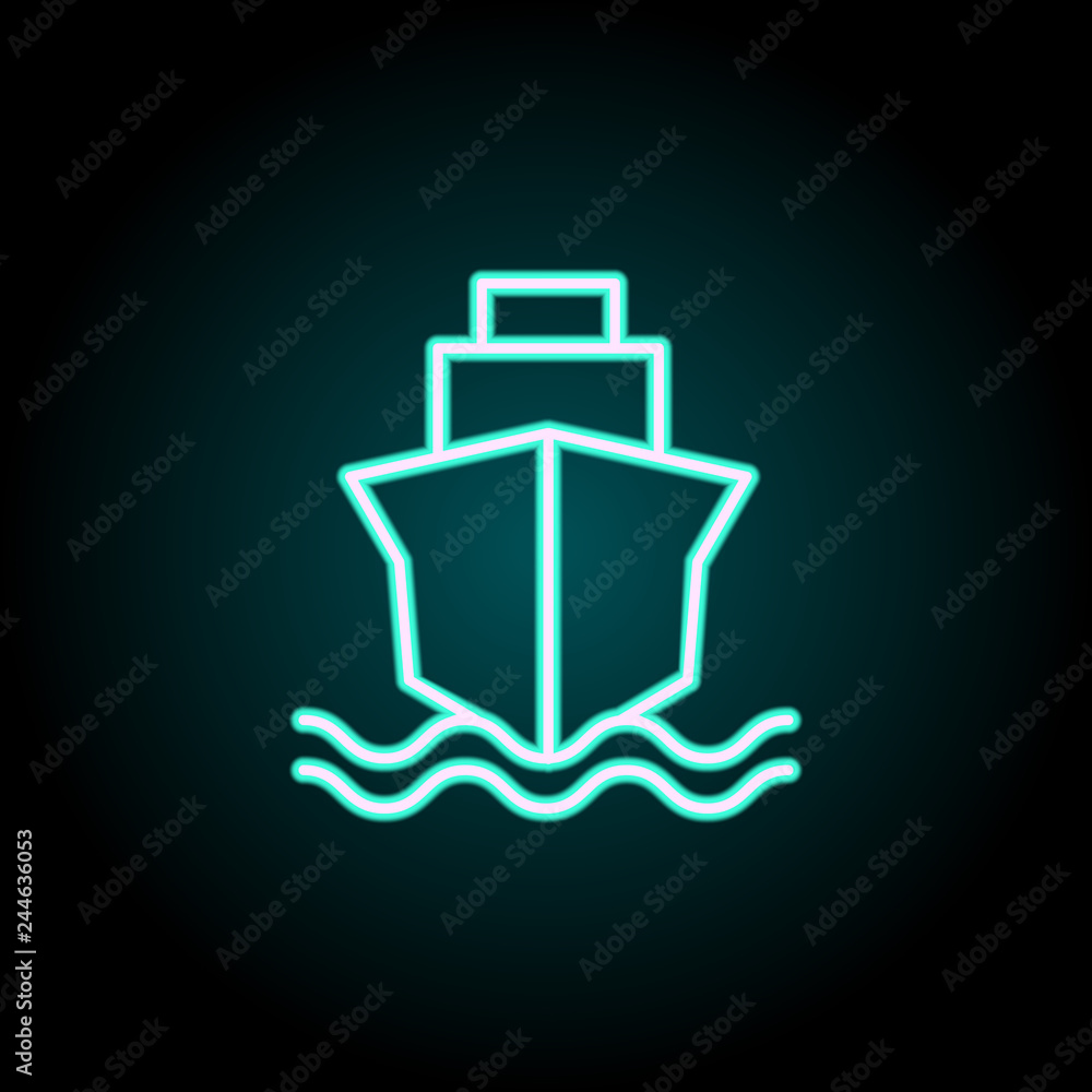 Poster ship icon. elements of navigation in neon style icons. simple icon for websites, web design, mobile 