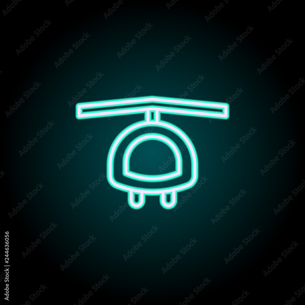 Poster helicopter icon. elements of navigation in neon style icons. simple icon for websites, web design, m