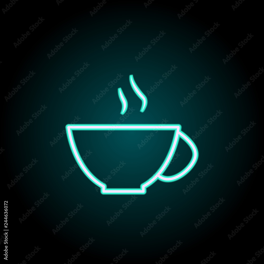 Poster a cup of coffee icon. elements of navigation in neon style icons. simple icon for websites, web desi