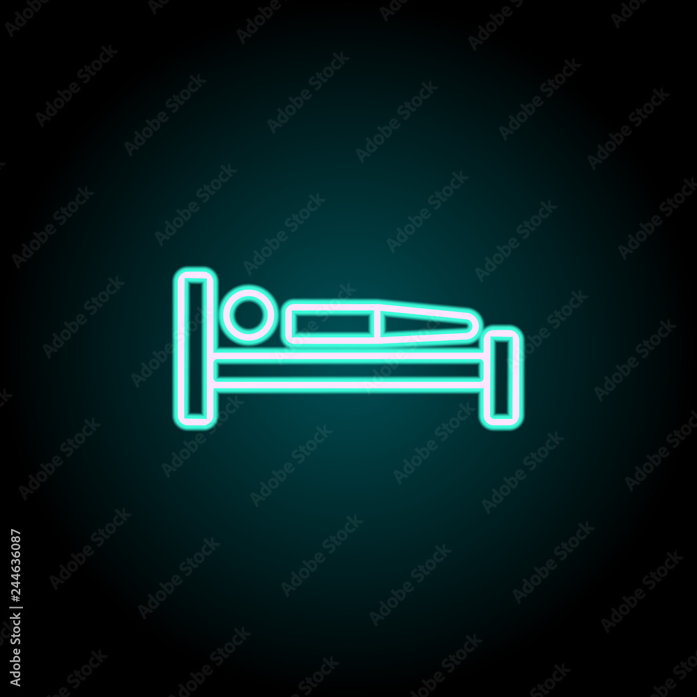 Poster bed icon. elements of navigation in neon style icons. simple icon for websites, web design, mobile a