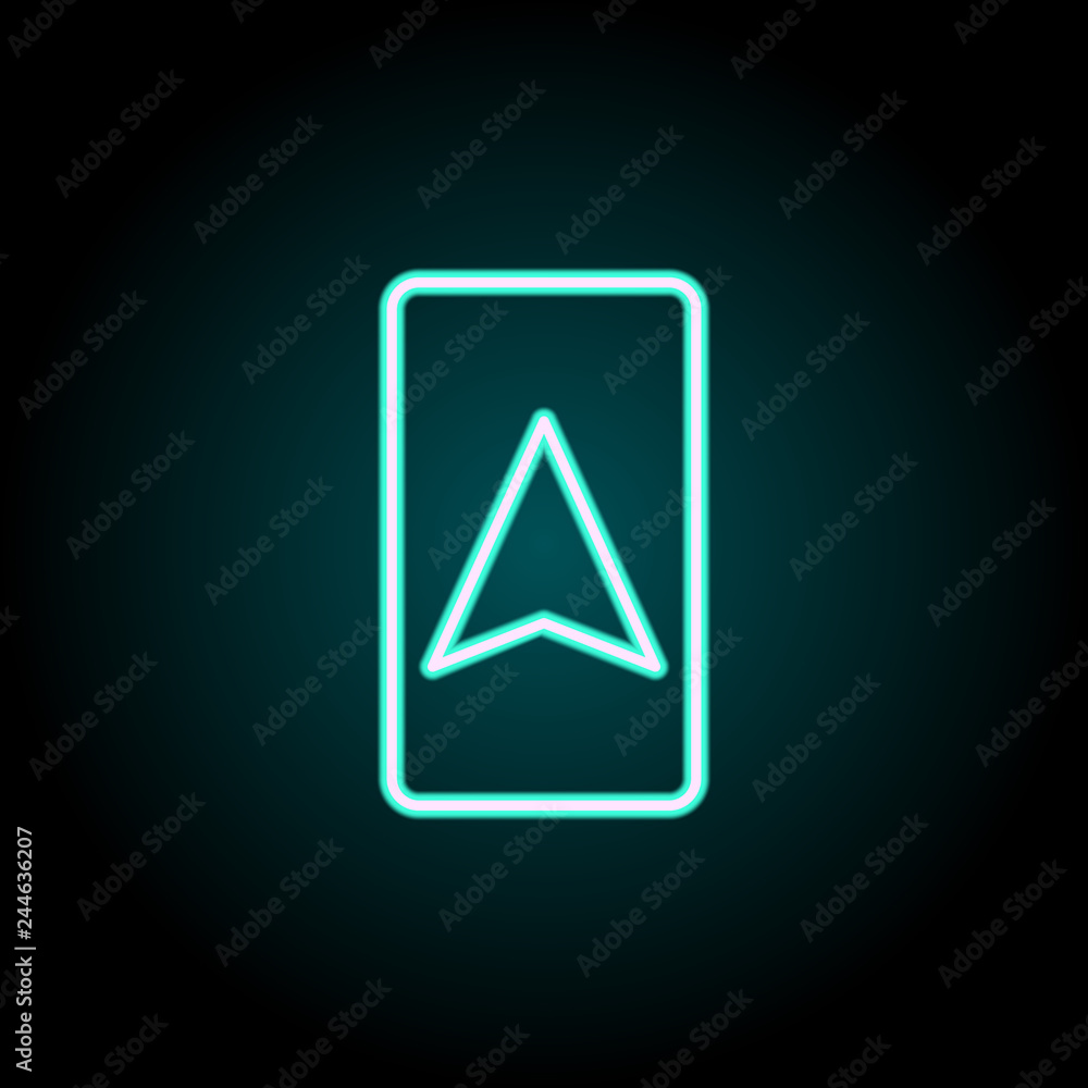 Poster cursor on the navigator icon. elements of navigation in neon style icons. simple icon for websites, 