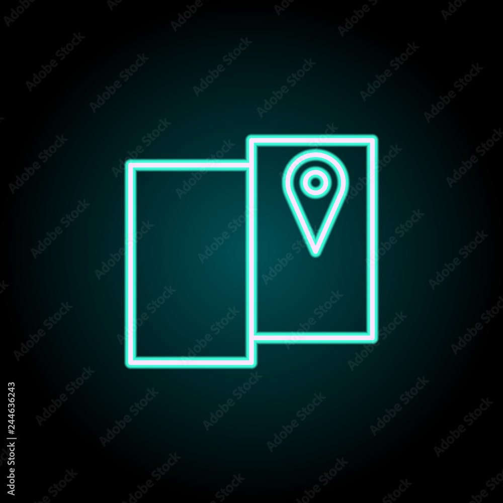 Poster pin on the screen icon. elements of navigation in neon style icons. simple icon for websites, web de