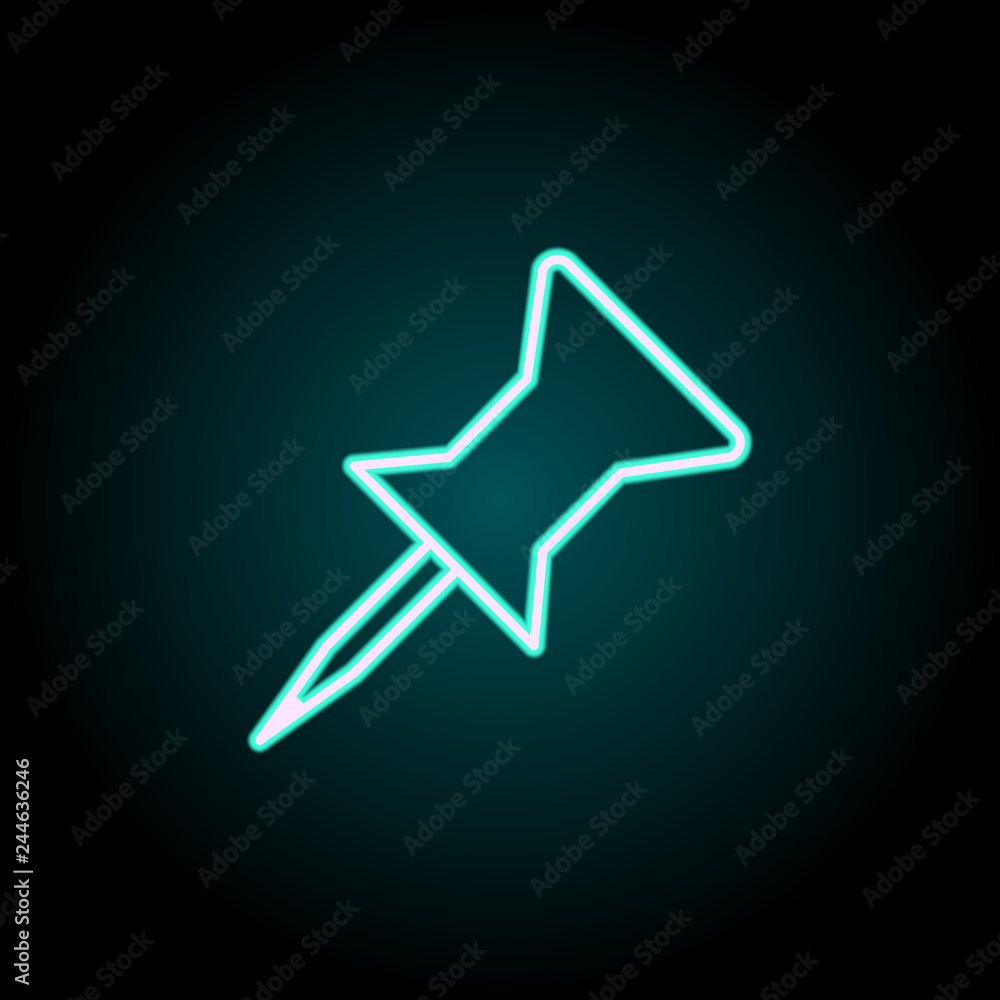 Poster pin for papers icon. elements of navigation in neon style icons. simple icon for websites, web desig