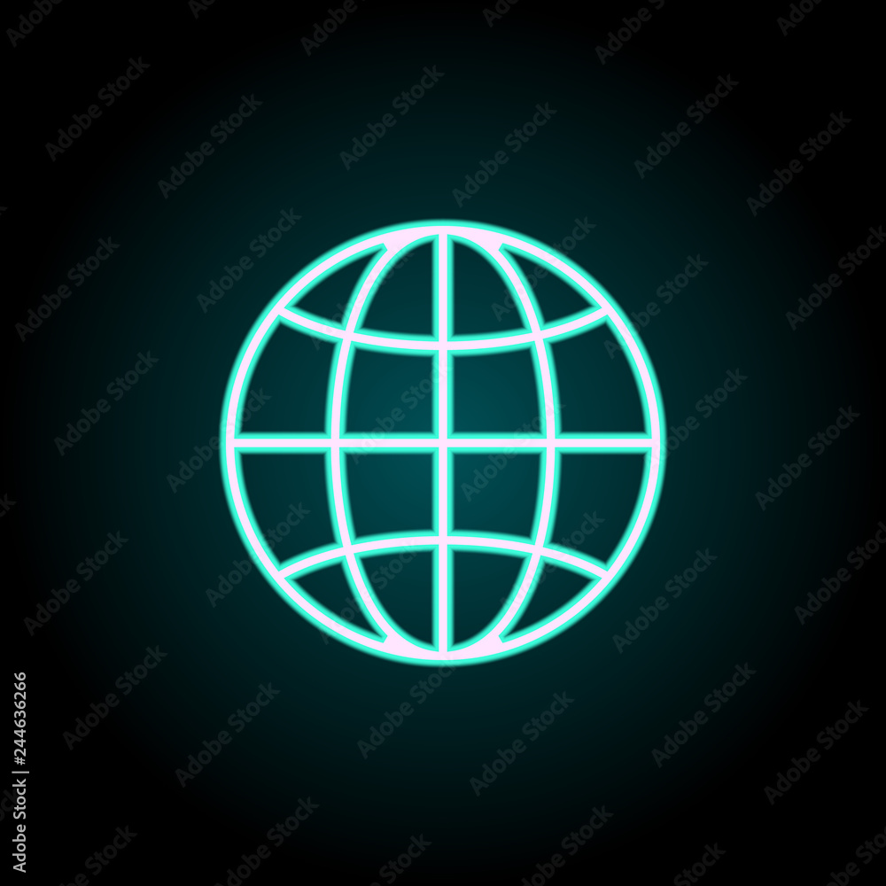 Poster globe icon. elements of navigation in neon style icons. simple icon for websites, web design, mobile