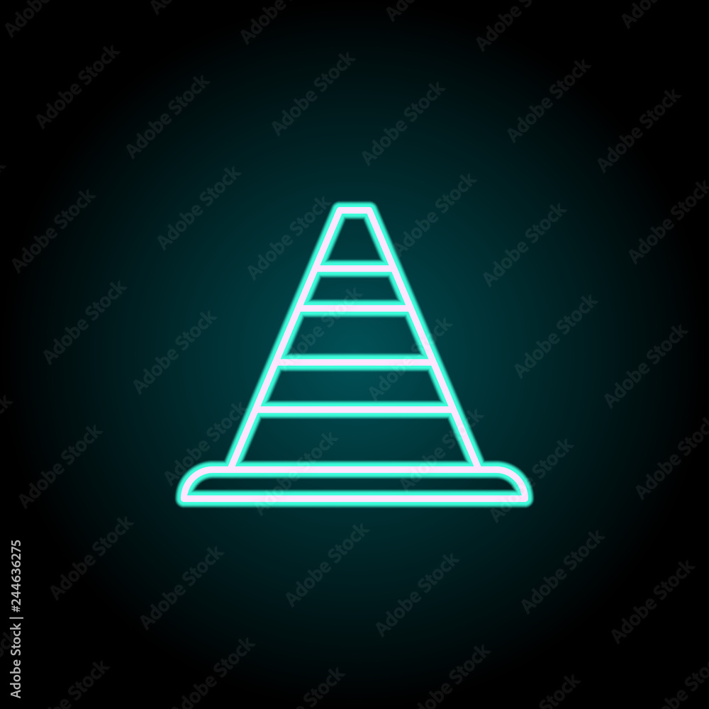 Poster road cone icon. elements of navigation in neon style icons. simple icon for websites, web design, mo