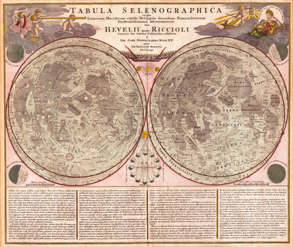 1707, Homann and Doppelmayr Map of the Moon