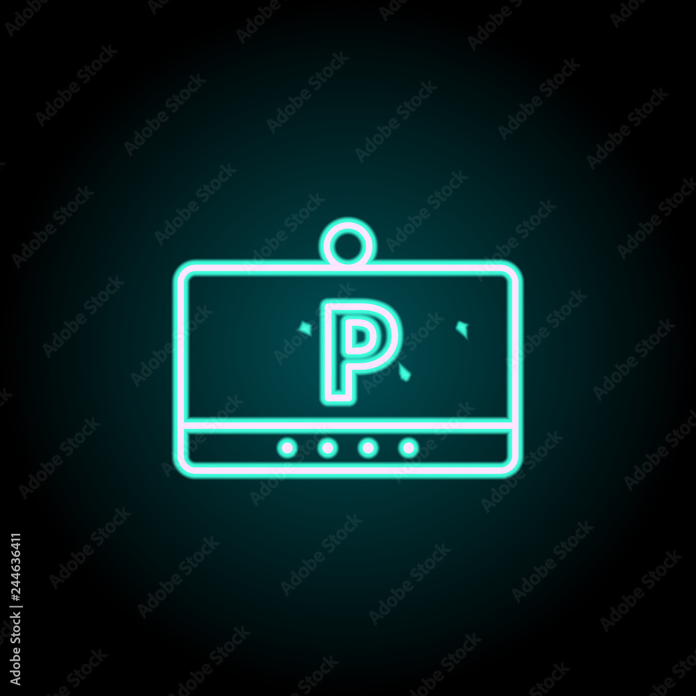 Poster gps navigator icon. elements of navigation in neon style icons. simple icon for websites, web design