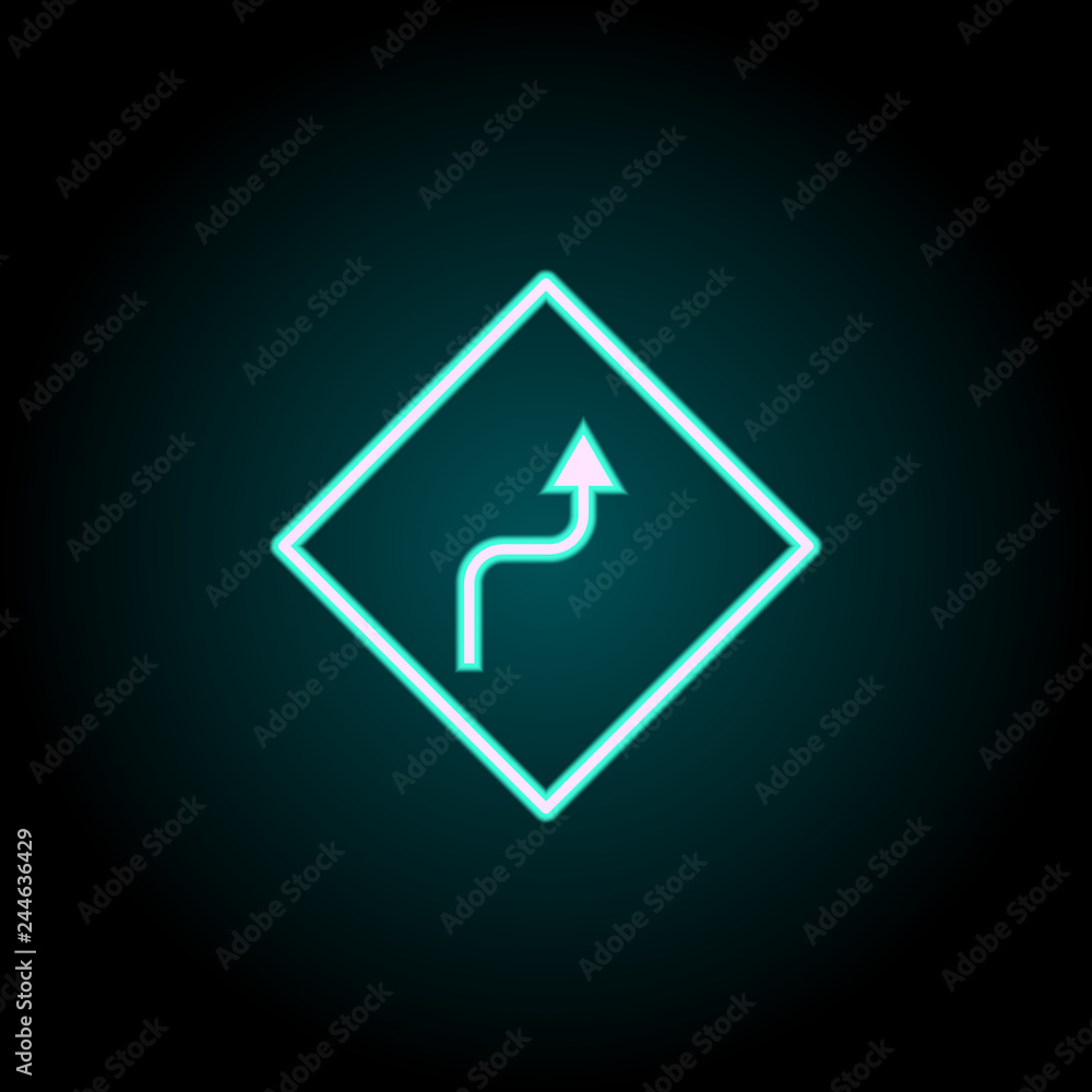 Poster zigzag sign icon. elements of navigation in neon style icons. simple icon for websites, web design, 