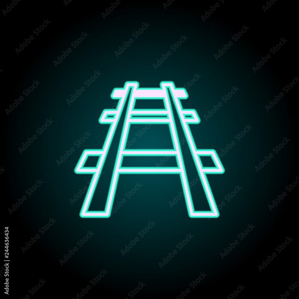 Poster railway icon. elements of navigation in neon style icons. simple icon for websites, web design, mobi
