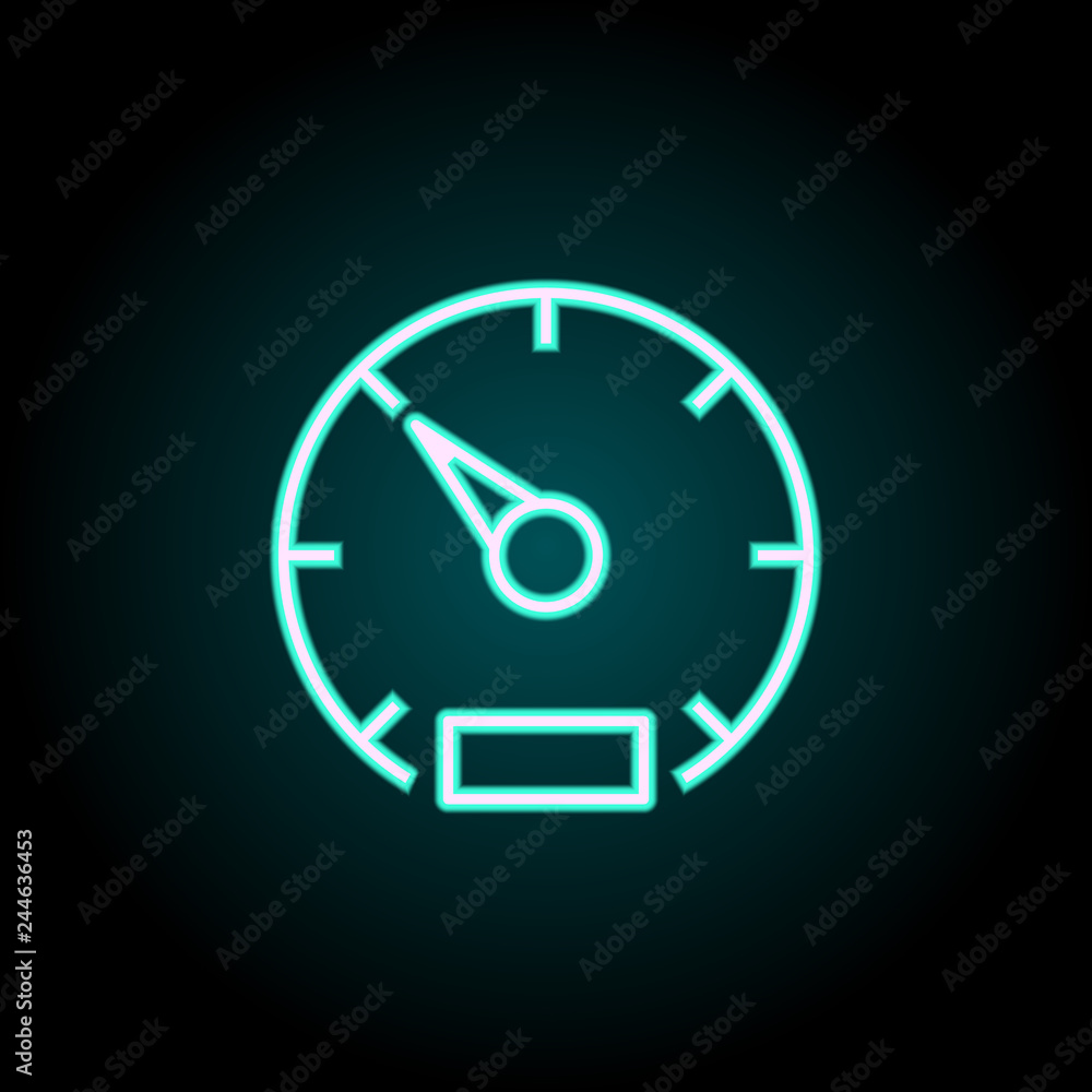 Poster speedometer icon. elements of navigation in neon style icons. simple icon for websites, web design, 