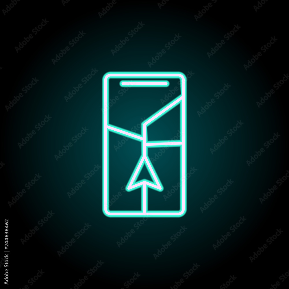 Aufkleber pointer to navigator screen icon. elements of navigation in neon style icons. simple icon for websit
